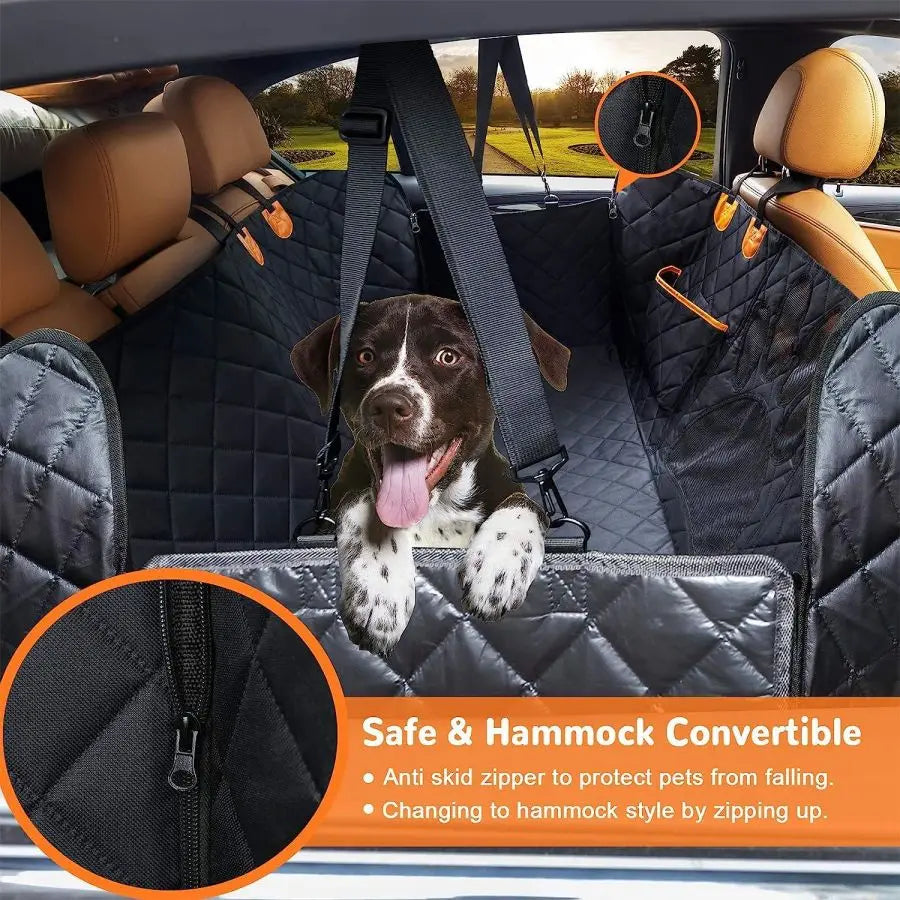 Waterproof Dog Car Seat Cover, Hammock Style with Mesh Window, Back Seat Protector
