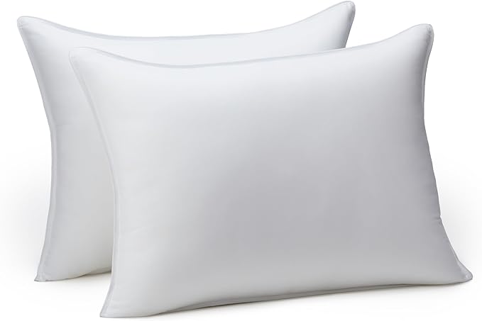 Hotel-Quality Pillows, Pack of 2, Standard UK Size, Cooling Microfiber