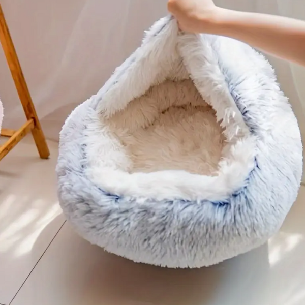 Hooded Nest Bed, Plush Fleece Warmth for Cats and Small Dogs