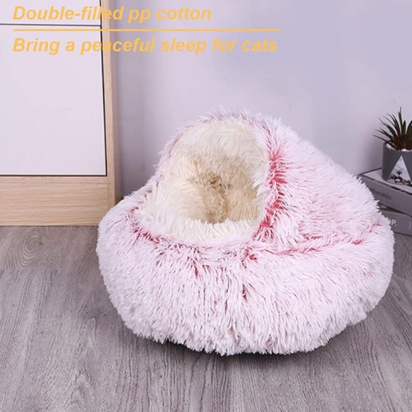 Hooded Nest Bed, Plush Fleece Warmth for Cats and Small Dogs