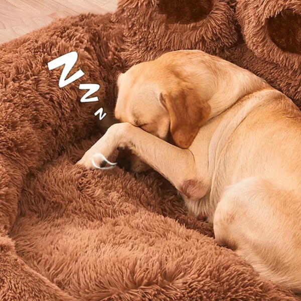 Paw-Shaped Pet Bed, Soft Plush, Non-Slip Base, Cats and Dogs