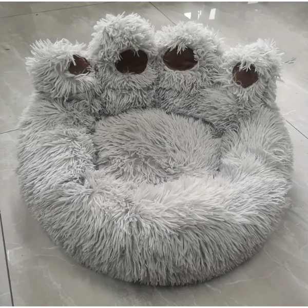 Paw-Shaped Pet Bed, Soft Plush, Non-Slip Base, Cats and Dogs