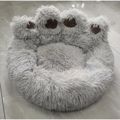 Paw-Shaped Pet Bed, Soft Plush, Non-Slip Base, Cats and Dogs