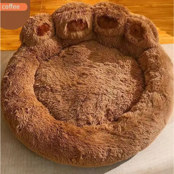 Paw-Shaped Pet Bed, Soft Plush, Non-Slip Base, Cats and Dogs