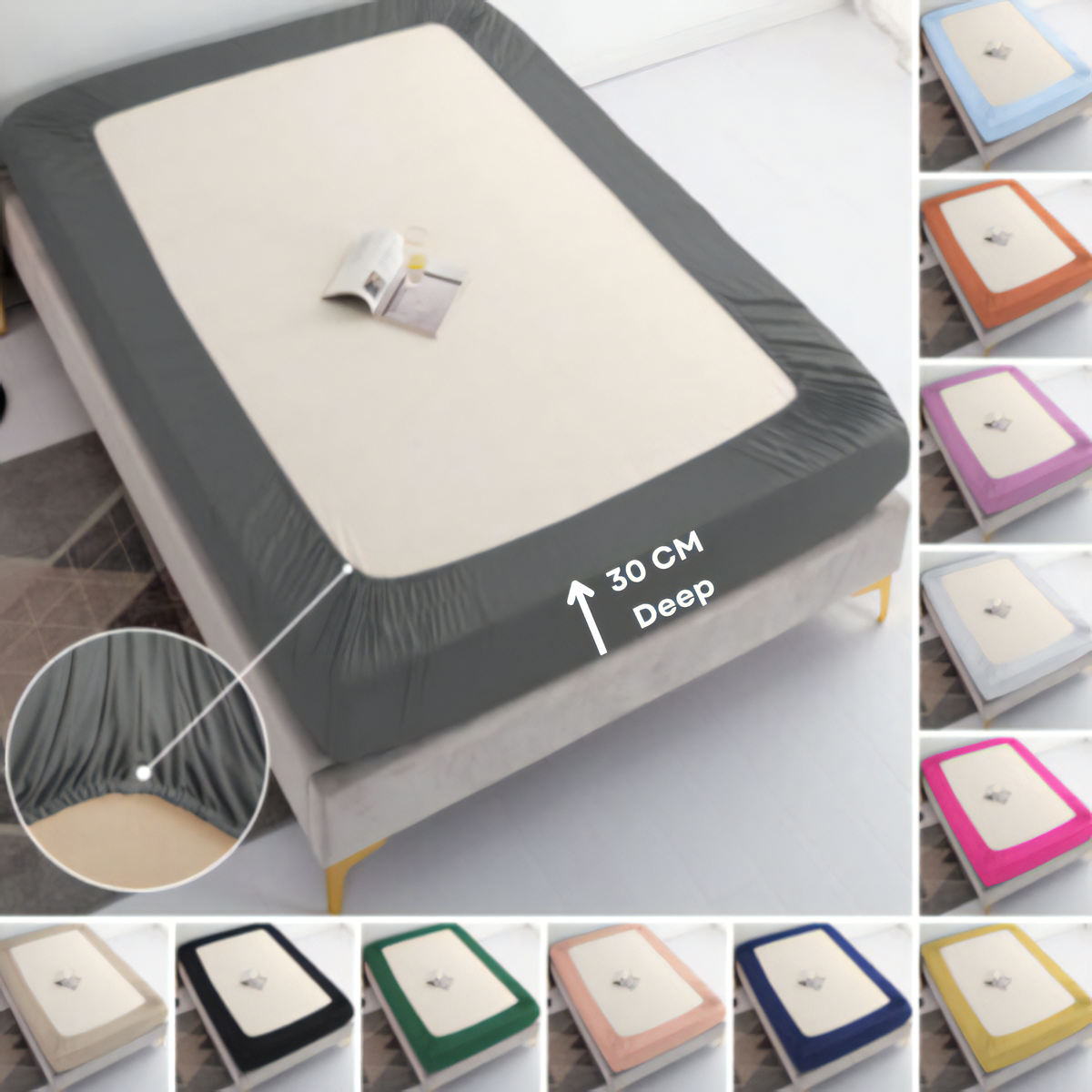 Deep-Fit Bed Sheets, 30cm Extra Deep, T200 Cotton Blend