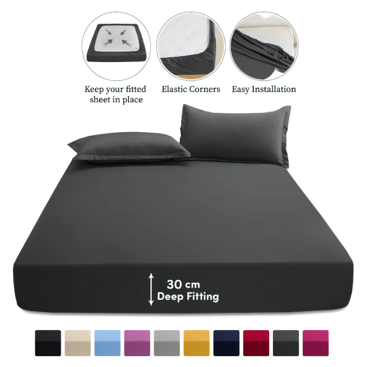 Deep-Fit Bed Sheets, 30cm Extra Deep, T200 Cotton Blend