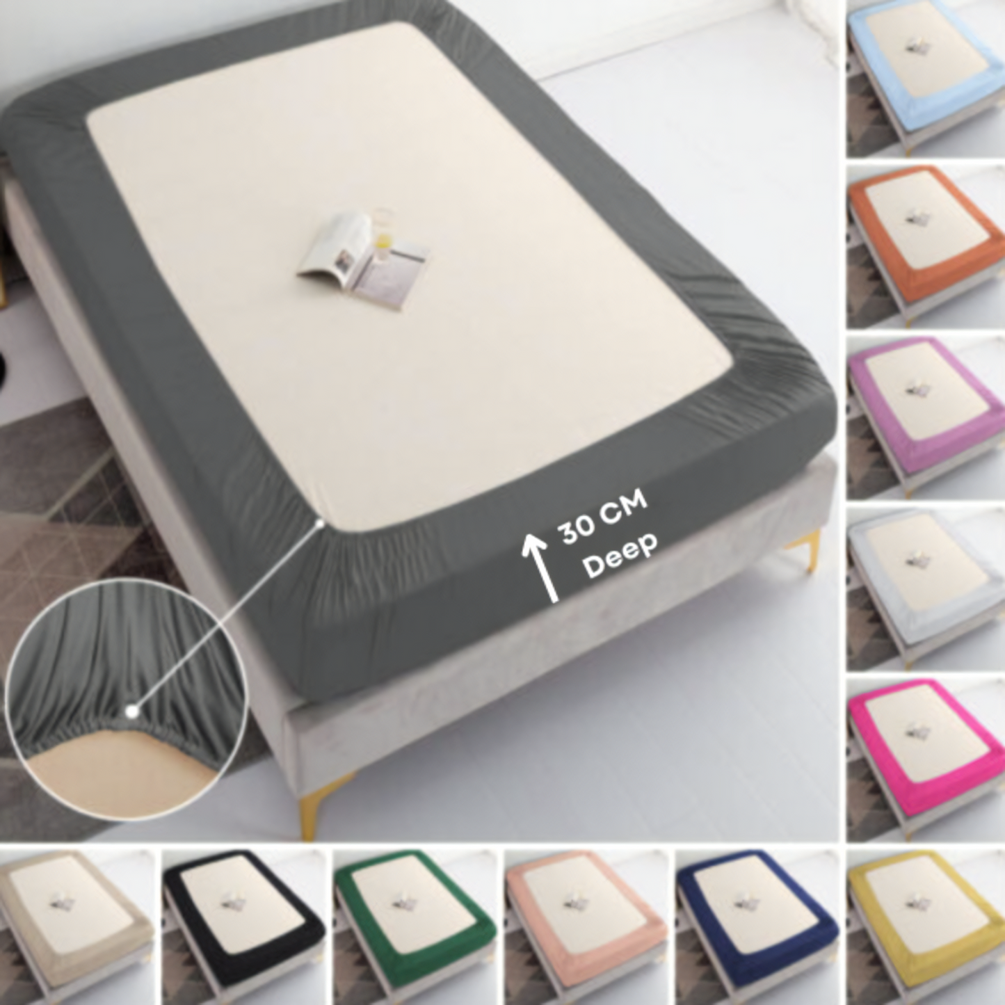Deep-Fit Bed Sheets, 30cm Extra Deep, T200 Cotton Blend