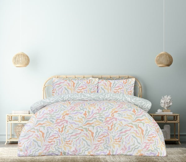 Reversible Microfiber Duvet Cover Set with Pillowcases, Super Soft, Easy Care