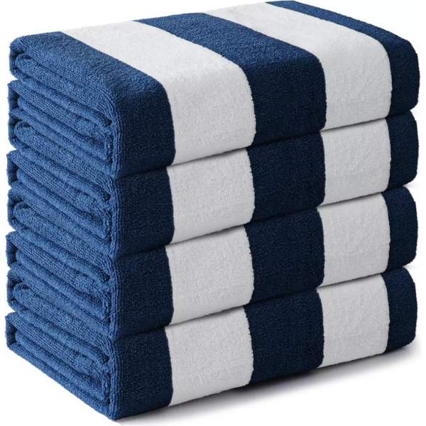 Stripe Pool Towels, 70x150cm, Egyptian Cotton, Quick-Dry