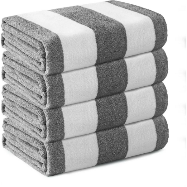 Stripe Pool Towels, 70x150cm, Egyptian Cotton, Quick-Dry