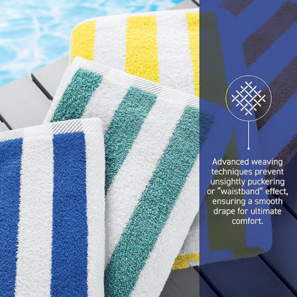 Stripe Pool Towels, 70x150cm, Egyptian Cotton, Quick-Dry