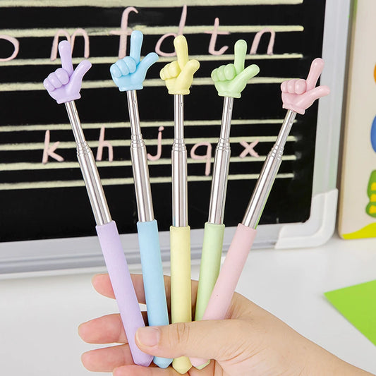 1Pc Retractable Teacher Pointer Finger Design StainlessSteel Telescopic School Teaching Pointer Stick Teacher Supplies Class
