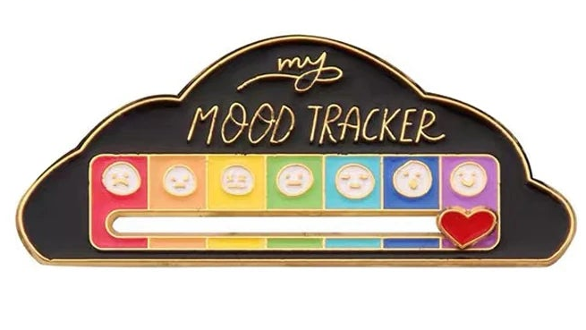 Social Battery Mood Brooch, Rotating Expression Pin, Funny Gift for Him and Her