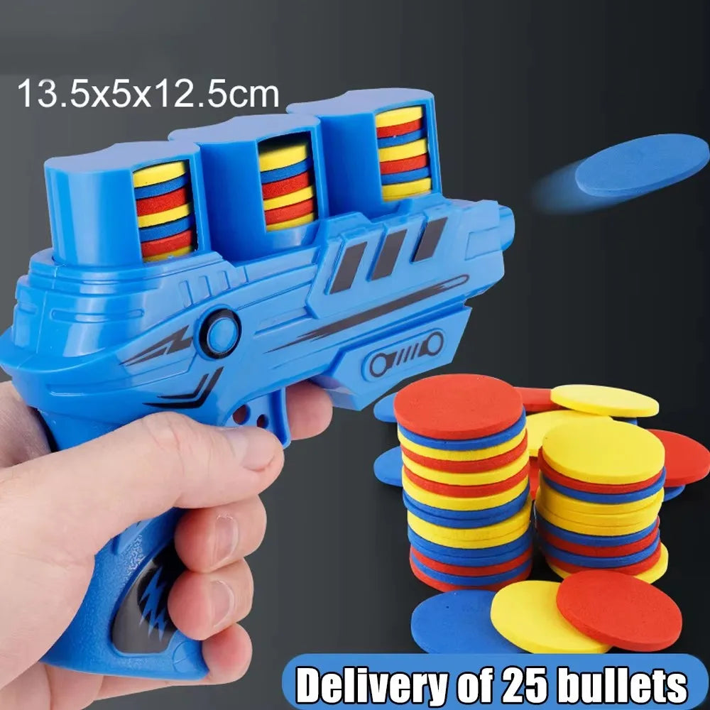 Flying Disc Foam Launcher Set, 25 Discs, Safe EVA Material, Kids Outdoor Battle Game