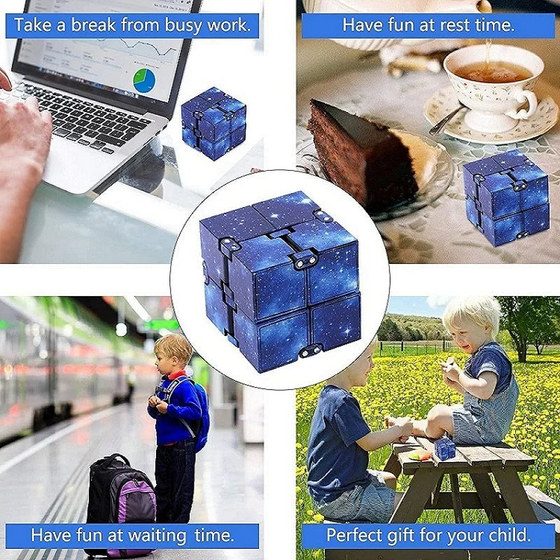 Infinity Flip Cube Fidget Toy, ADHD and Anxiety Relief, Kids and Adults