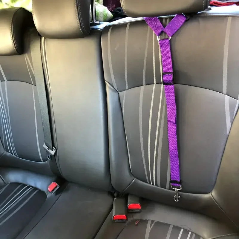Pet Car Seat Belt and Headrest Restraint, Adjustable Safety Harness for Dogs and Cats
