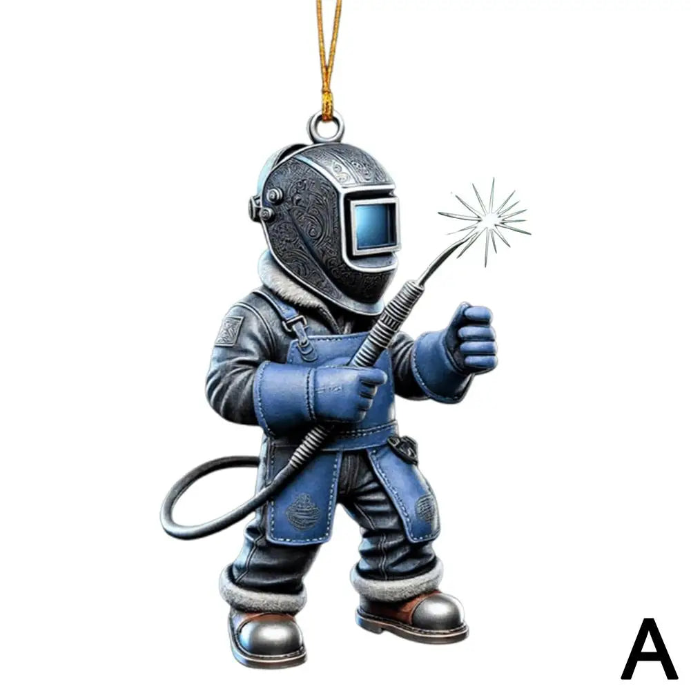 Welder Figure Acrylic Car Pendant, Hanging Charm, Keychain and Home Decoration