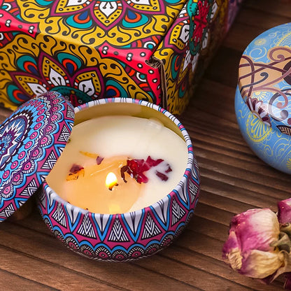Arabian-Pattern Scented Candle Gift Set, 4 Jars, Smokeless, Romantic Fragrance