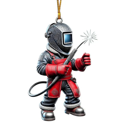 Welder Figure Acrylic Car Pendant, Hanging Charm, Keychain and Home Decoration