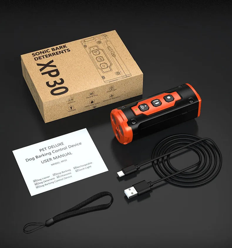 Ultrasonic Dog Bark Deterrent, Rechargeable, Built-In LED, Safe and Humane