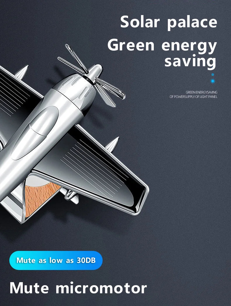 Solar-Powered Airplane Car Air Freshener, Dashboard Ornament and Perfume Diffuser