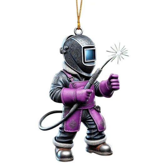 Welder Figure Acrylic Car Pendant, Hanging Charm, Keychain and Home Decoration