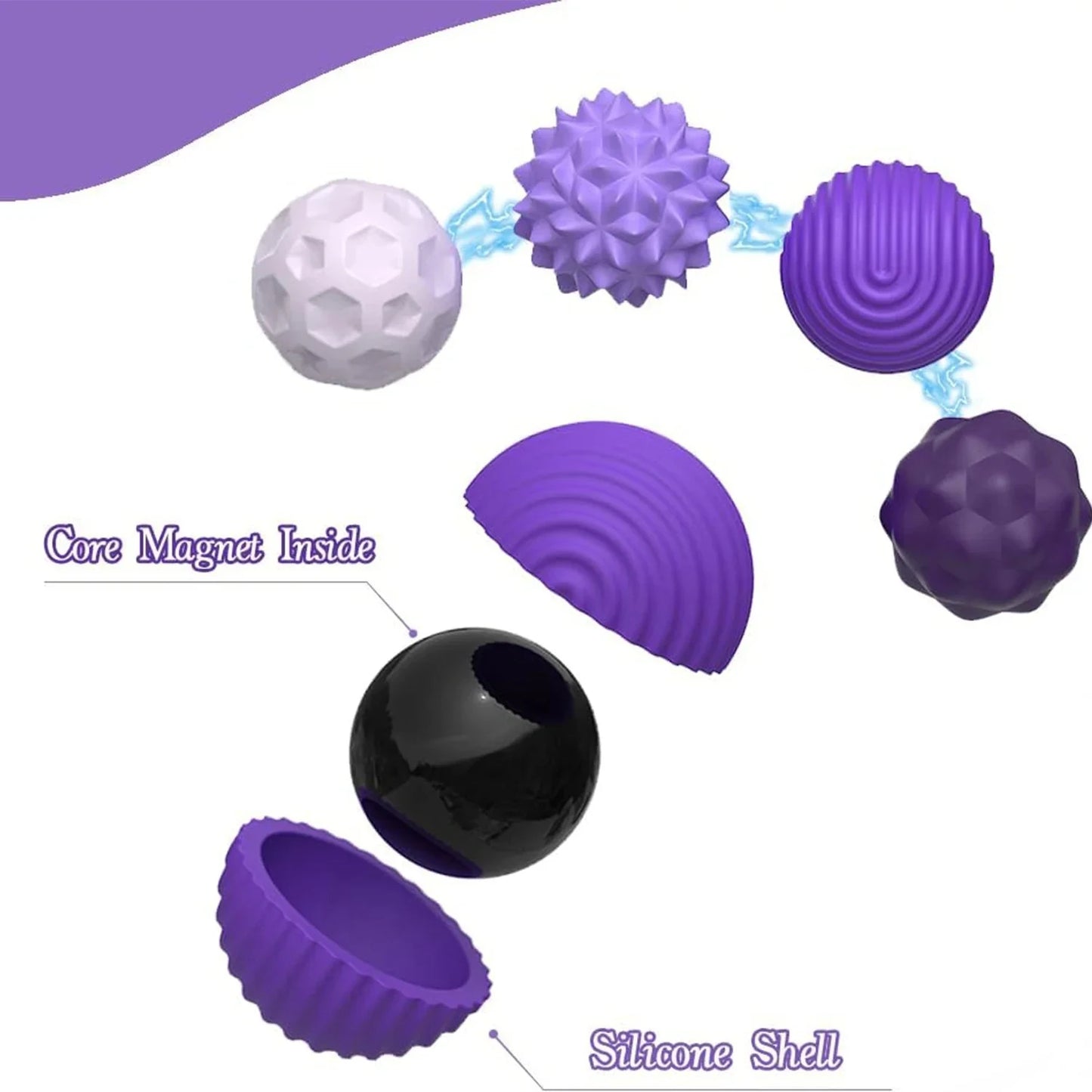 Magnetic Sensory Stress Balls, Silicone Fidget Toy for Anxiety and Autism Relief