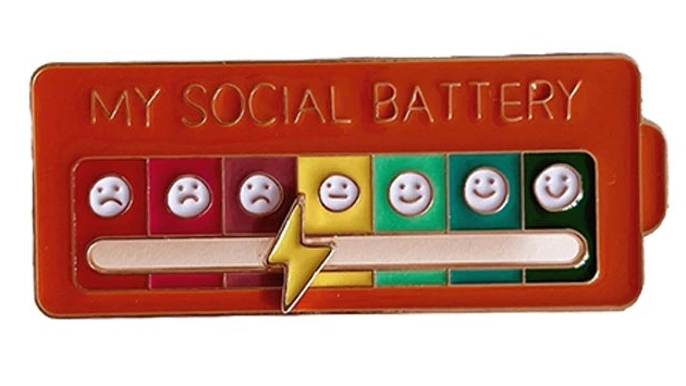 Social Battery Mood Brooch, Rotating Expression Pin, Funny Gift for Him and Her