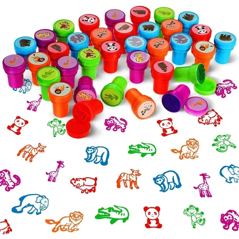 Kids Self-Inking Stamp Set, 6 Assorted Designs, Scrapbooking and Creative Play