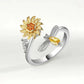 Flower Cubic Zirconia Ring, Adjustable Gold Copper, Party Jewellery for Women