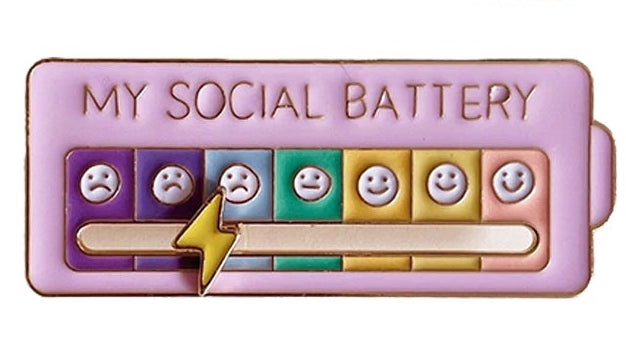 Social Battery Mood Brooch, Rotating Expression Pin, Funny Gift for Him and Her
