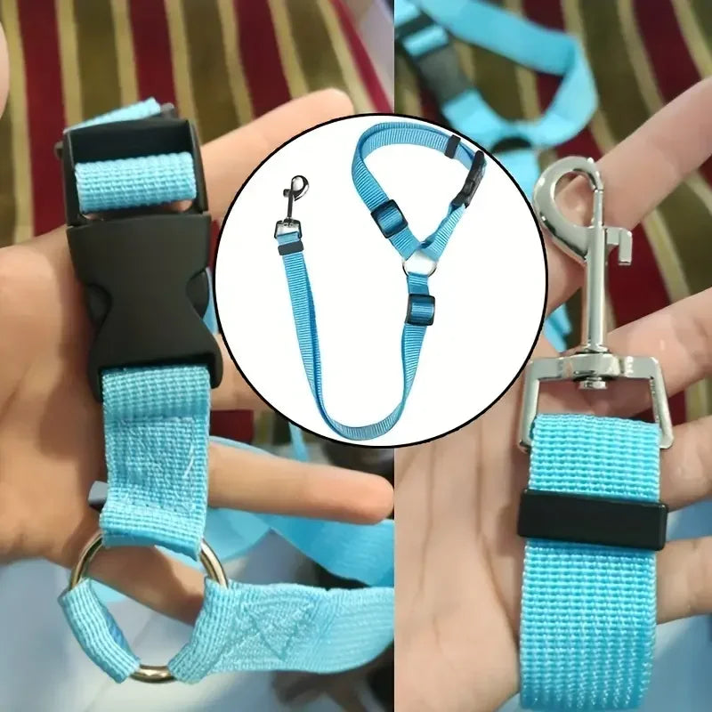 Pet Car Seat Belt and Headrest Restraint, Adjustable Safety Harness for Dogs and Cats