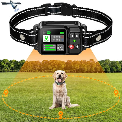 GPS Wireless Dog Fence System, Satellite Technology, Adjustable Range 15 to 200 Acres