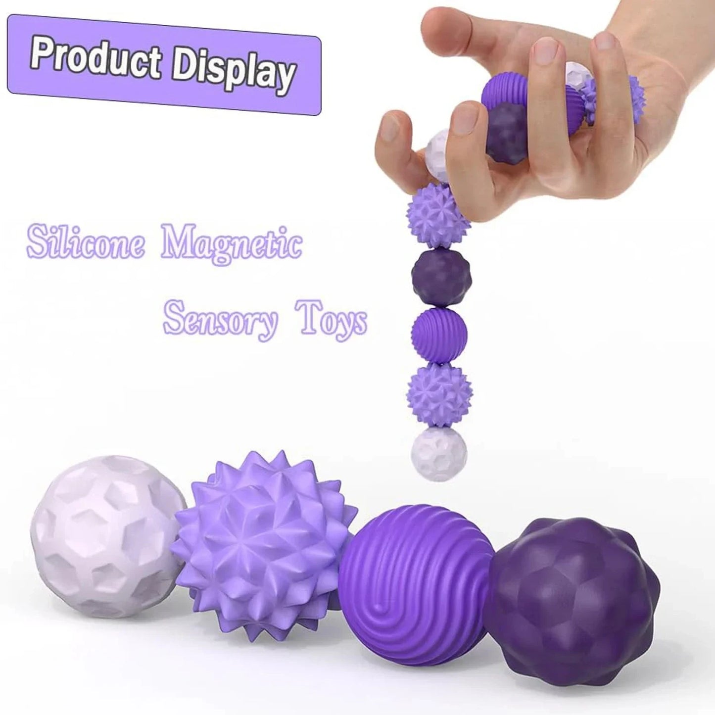 Magnetic Sensory Stress Balls, Silicone Fidget Toy for Anxiety and Autism Relief
