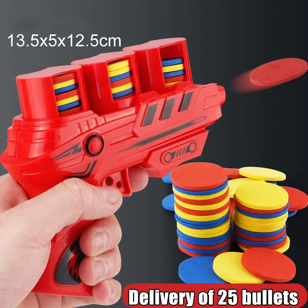 Flying Disc Foam Launcher Set, 25 Discs, Safe EVA Material, Kids Outdoor Battle Game