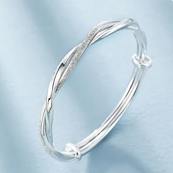 925 Sterling Silver Charm Bangle, Adjustable Cuff, Ladies Gift, Wedding and Everyday Wear