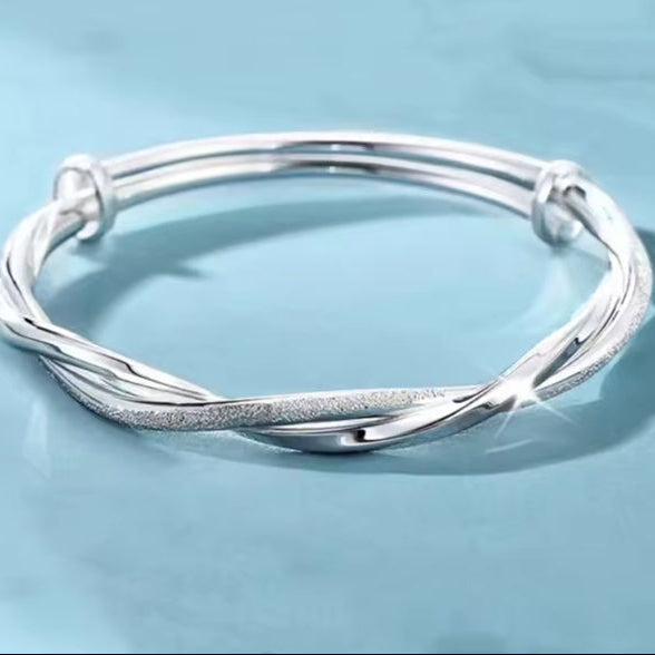 925 Sterling Silver Charm Bangle, Adjustable Cuff, Ladies Gift, Wedding and Everyday Wear