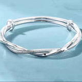 925 Sterling Silver Charm Bangle, Adjustable Cuff, Ladies Gift, Wedding and Everyday Wear