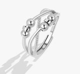 Anxiety Relief Fidget Ring, Rotatable Metal Beads, Adjustable, Men and Women