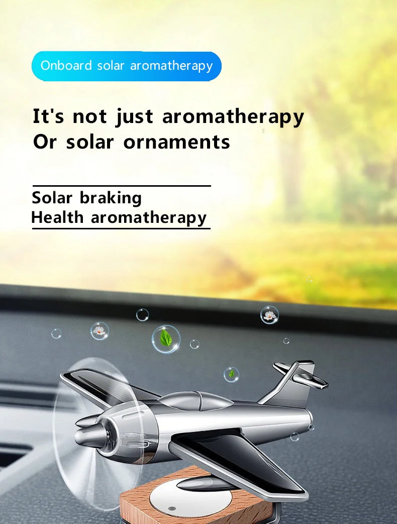 Solar-Powered Airplane Car Air Freshener, Dashboard Ornament and Perfume Diffuser