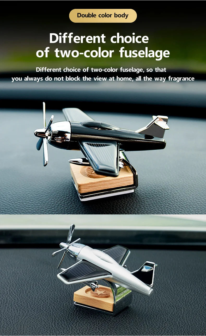 Solar-Powered Airplane Car Air Freshener, Dashboard Ornament and Perfume Diffuser