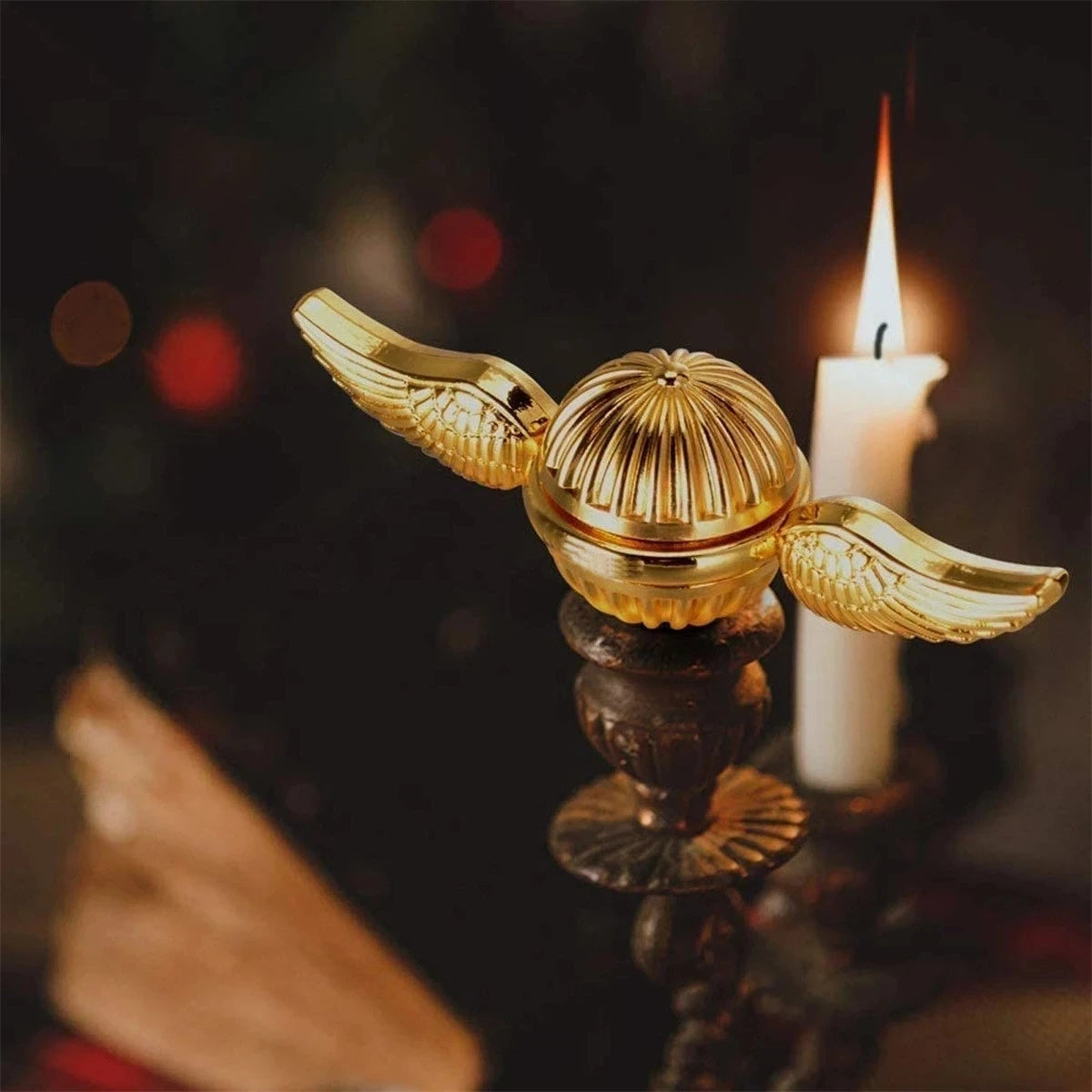 Angel Wings Metal Fidget Spinner, Gold Finish, Anti-Stress Hand Spinner Gift