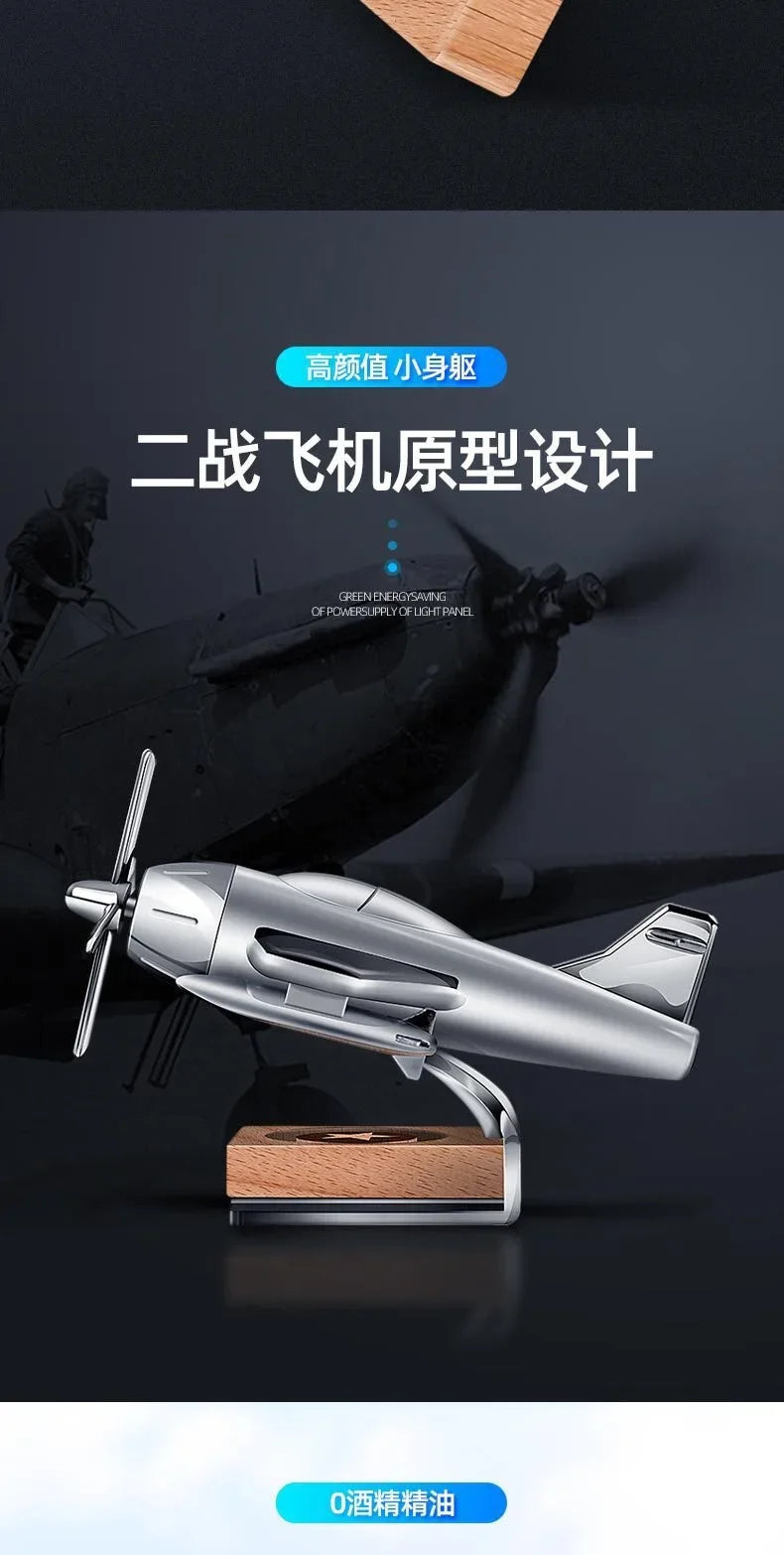 Solar-Powered Airplane Car Air Freshener, Dashboard Ornament and Perfume Diffuser