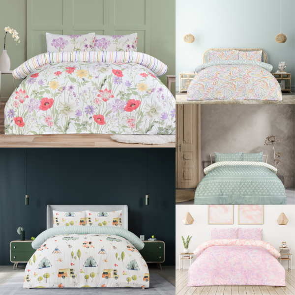 Reversible Microfiber Duvet Cover Set with Pillowcases, Super Soft, Easy Care