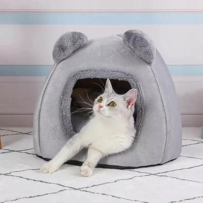 Igloo Cave Pet Bed, Washable Fleece Pyramid, Cats and Small Dogs