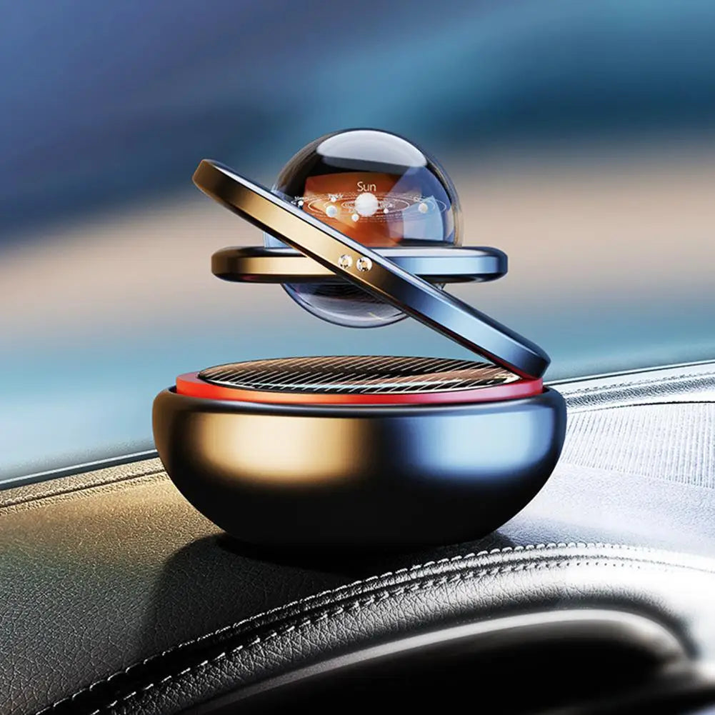 Solar Rotating Crystal Ball Car Ornament, Aromatherapy Perfume Diffuser, Rearview Mirror