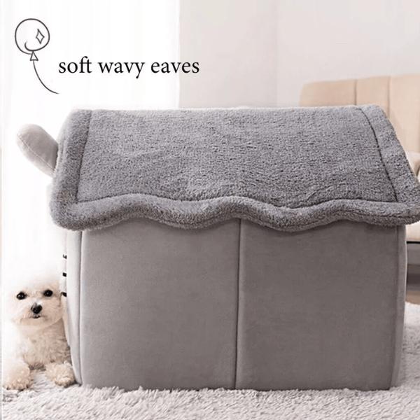 Cute House-Shaped Pet Bed, Cosy Semi-Enclosed, Washable, Cats and Small Dogs