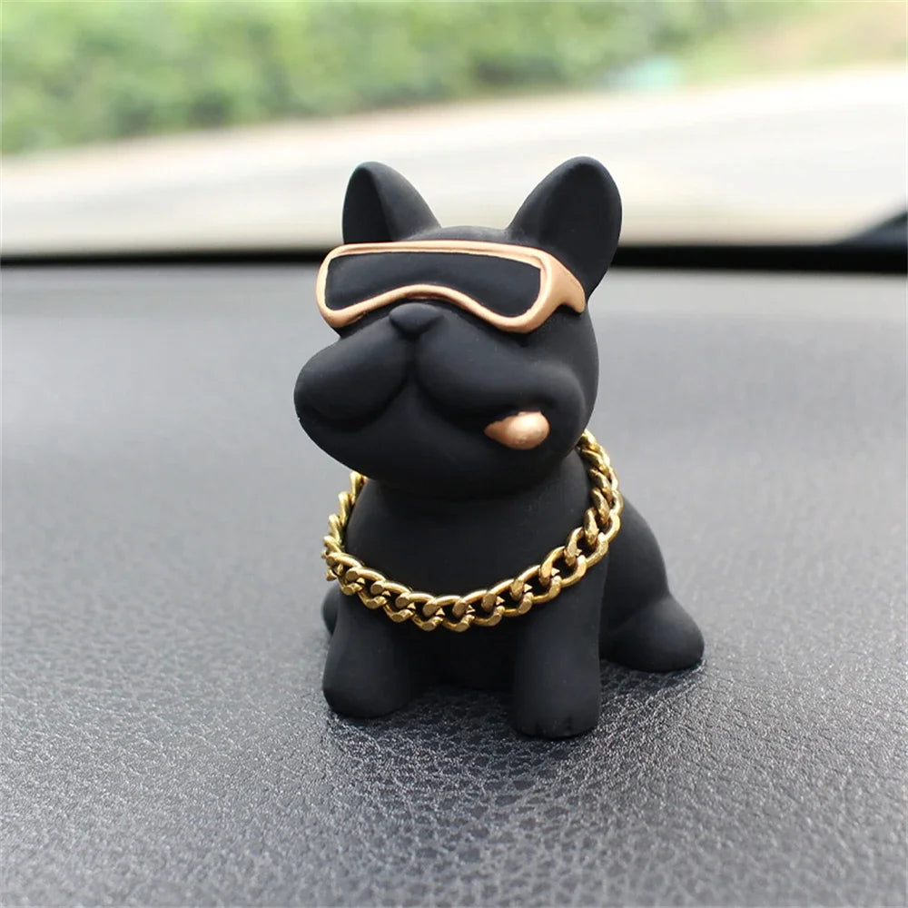 Resin Bulldog Car Dashboard Ornament, Durable Weighted Base, Interior Decoration