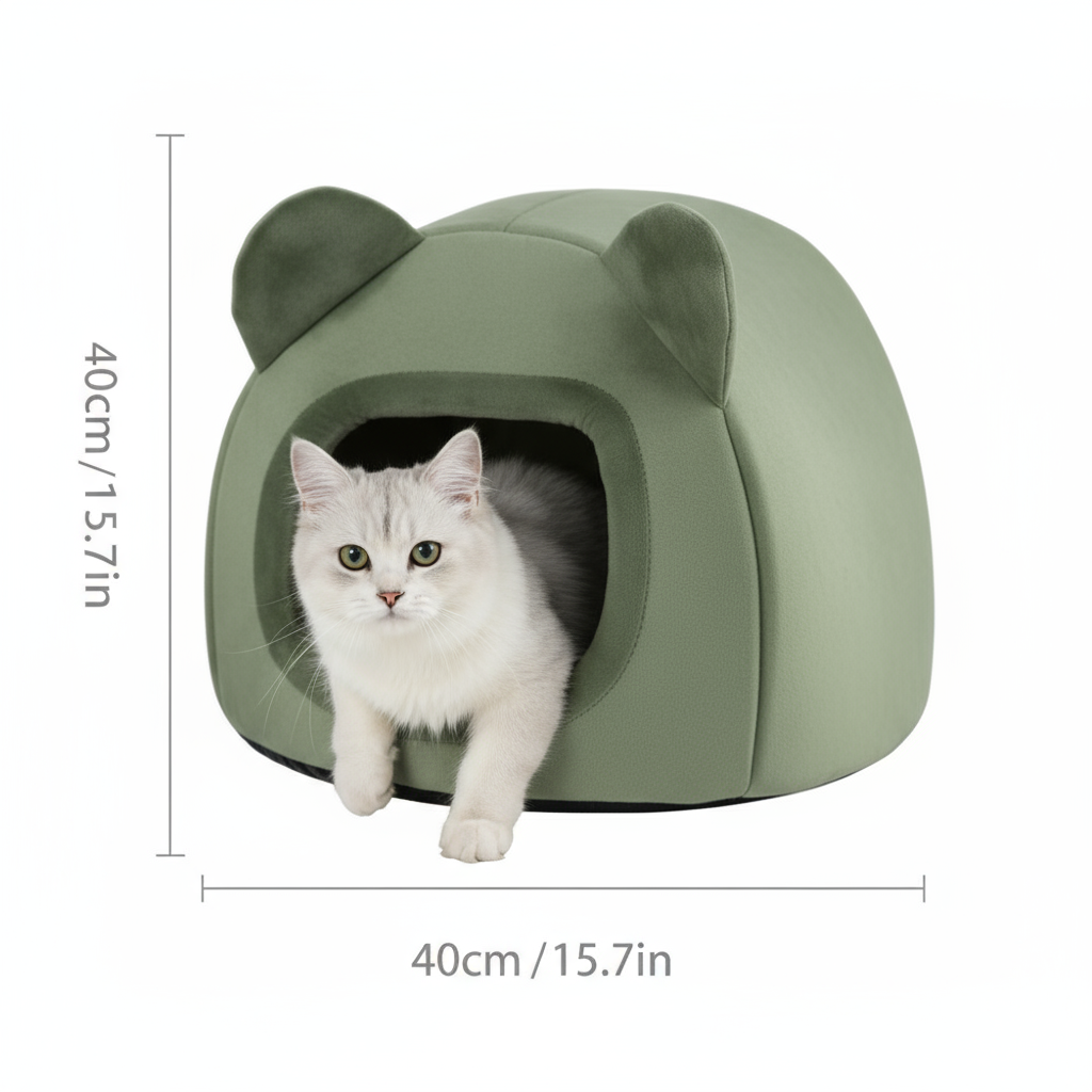 Igloo Cave Pet Bed, Washable Fleece Pyramid, Cats and Small Dogs