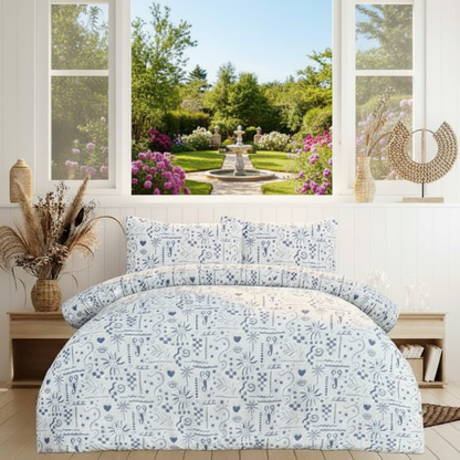 Reversible Microfiber Duvet Cover Set with Pillowcases, Super Soft, Easy Care